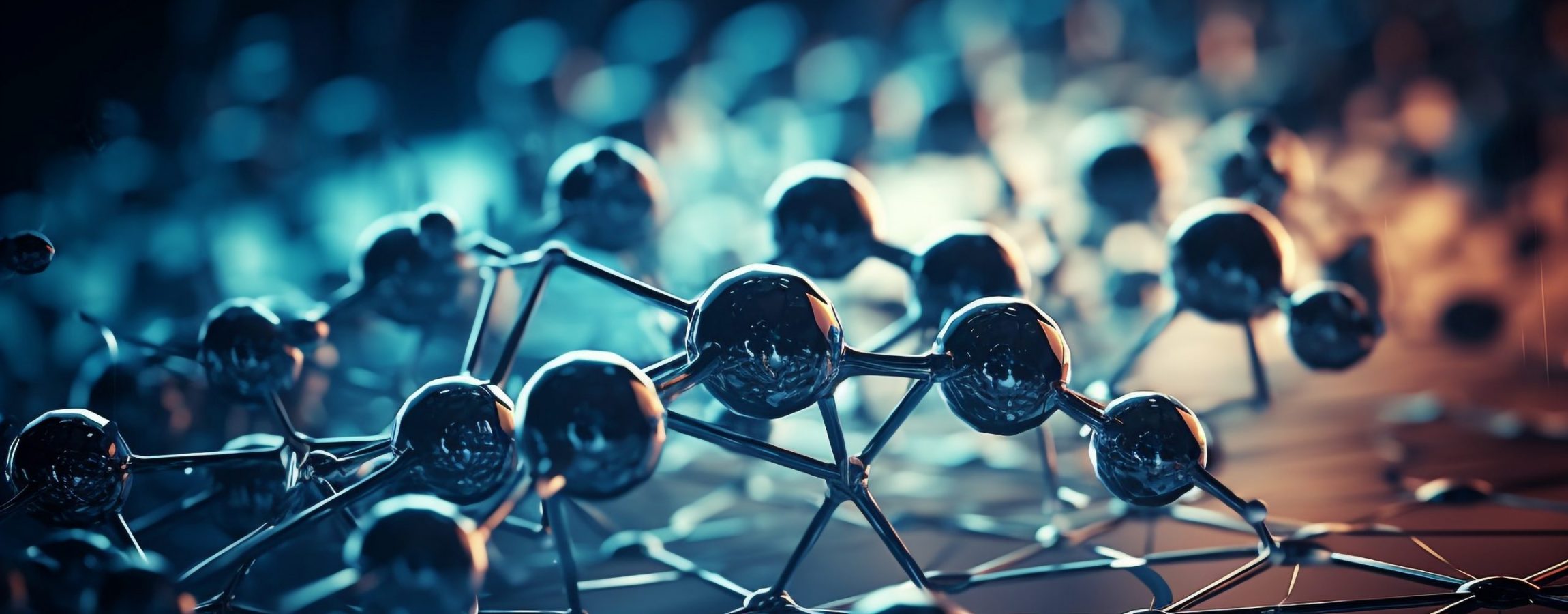 Futuristic molecule patterns connect for genetic research discovery generated by artificial intelligence